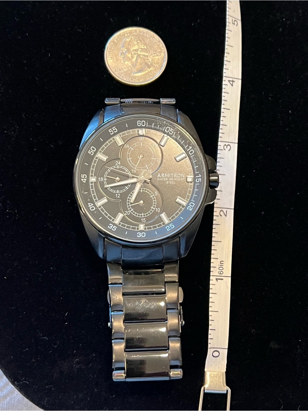 Armitron Black Stainless Steel Chronograph Watch with Black Dial
